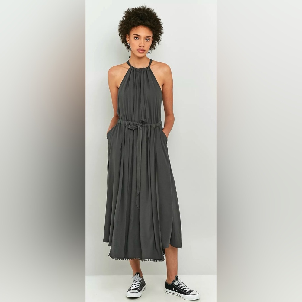 FP Movement by Free People Charcoal Halter Tie-Waist Maxi Dress